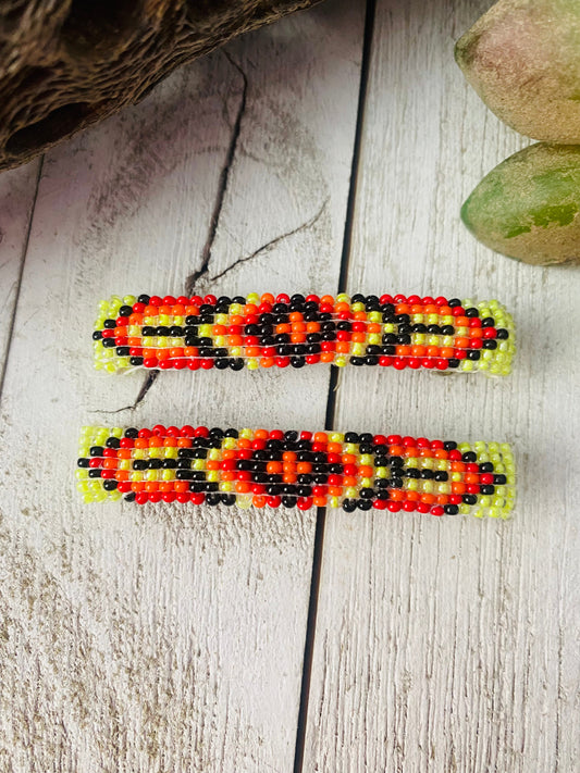 Handcrafted Handmade Beaded Barrette Set