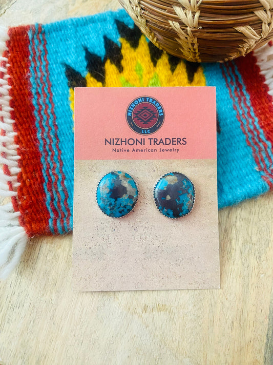 Handcrafted Turquoise & Sterling Silver Stud Earrings