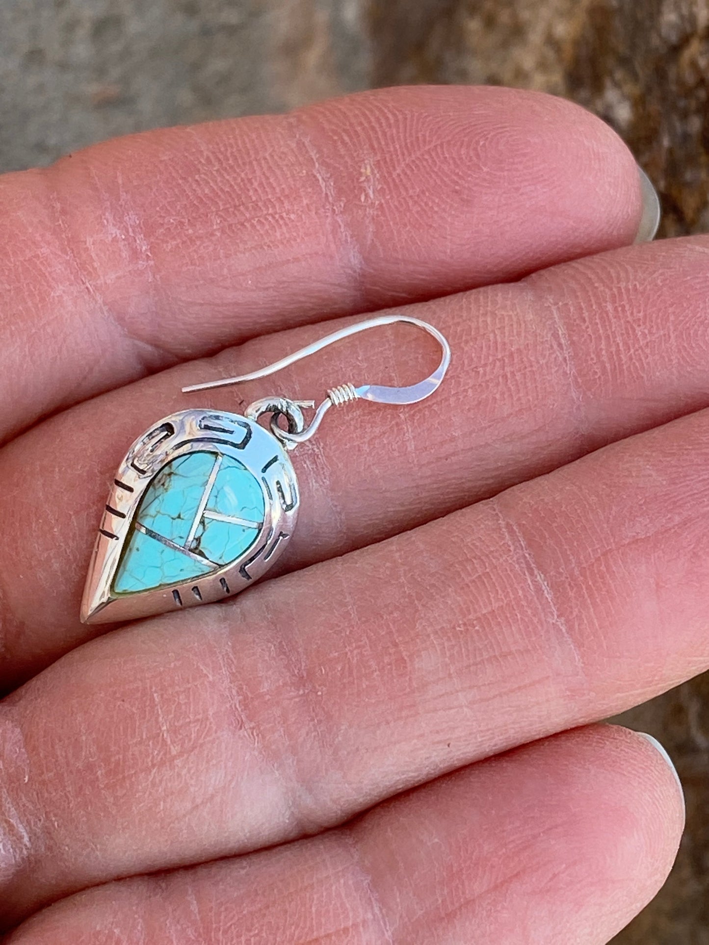 Handcrafted Turquoise 8 & Sterling Silver Drop Dangle Earrings