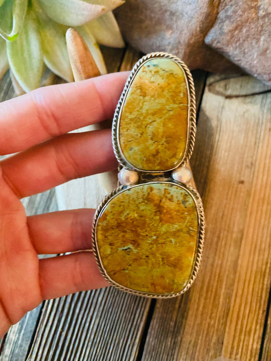 Handcrafted Royston Turquoise & Sterling Silver Ring Size 9