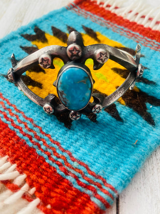 Handcrafted Turquoise & Sterling Silver Cuff Bracelet By Chimney Butte