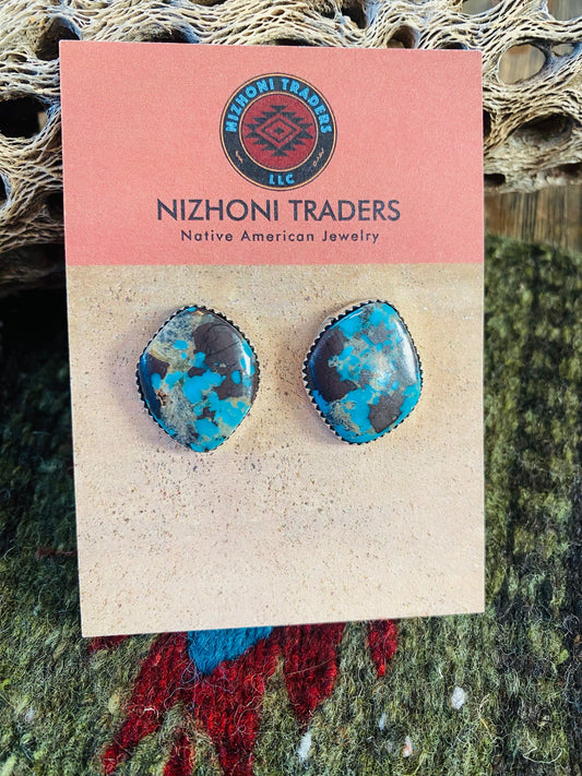 Handcrafted Turquoise & Sterling Silver Stud Earrings