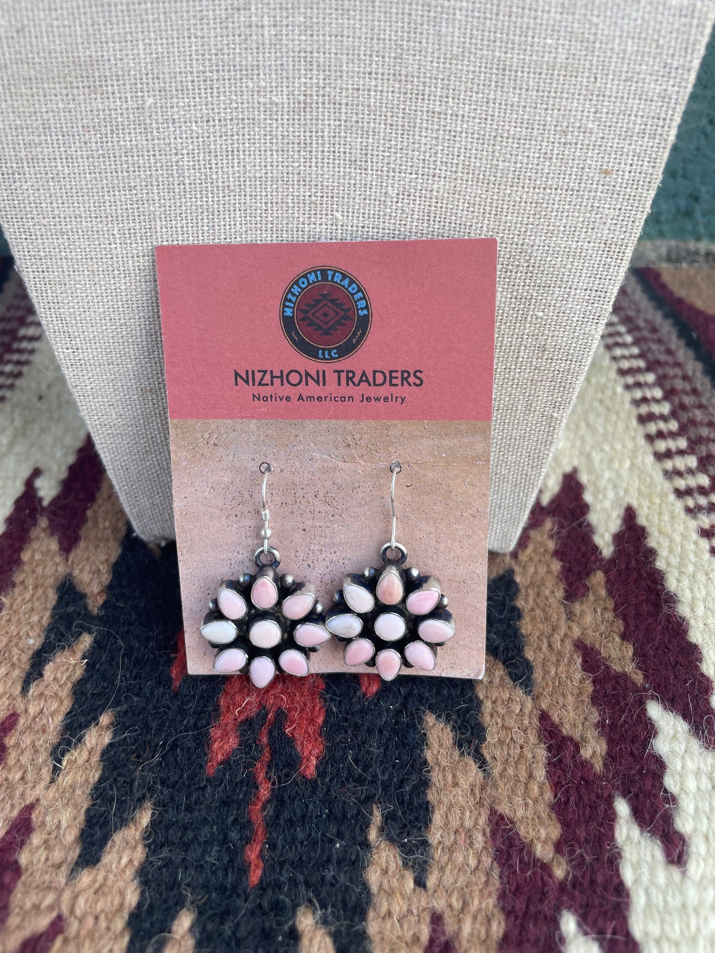 “The Delaney” Handcrafted Queen Pink Conch Shell And Sterling Silver Necklace Earrings Set Signed