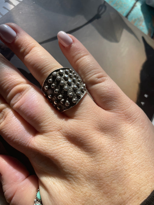 Handcrafted Sterling Silver Ring Size 9 Signed