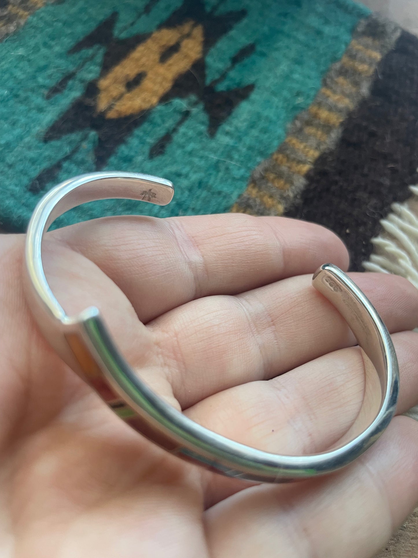 Handcrafted Handmade Sterling & Multi Stone Inlay Cuff Bracelet