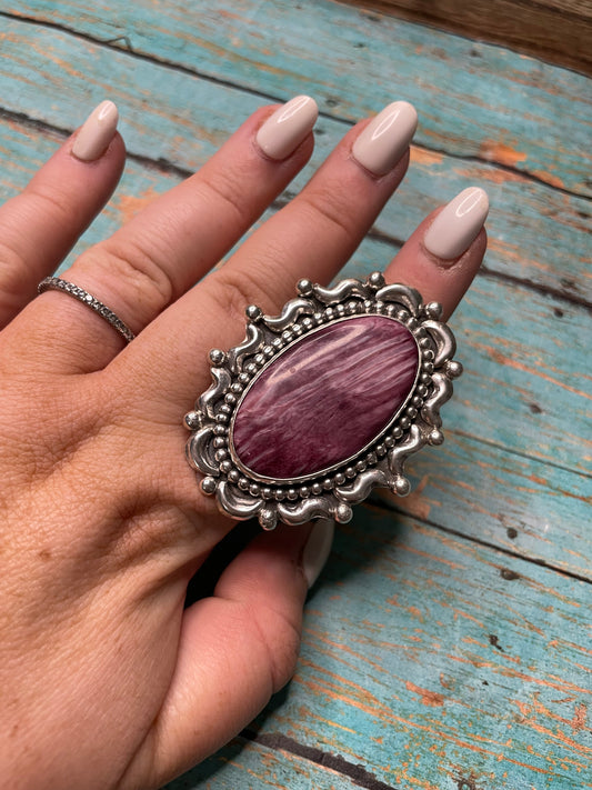 Handcrafted Spiny Sterling Silver Adjustable Ring Signed