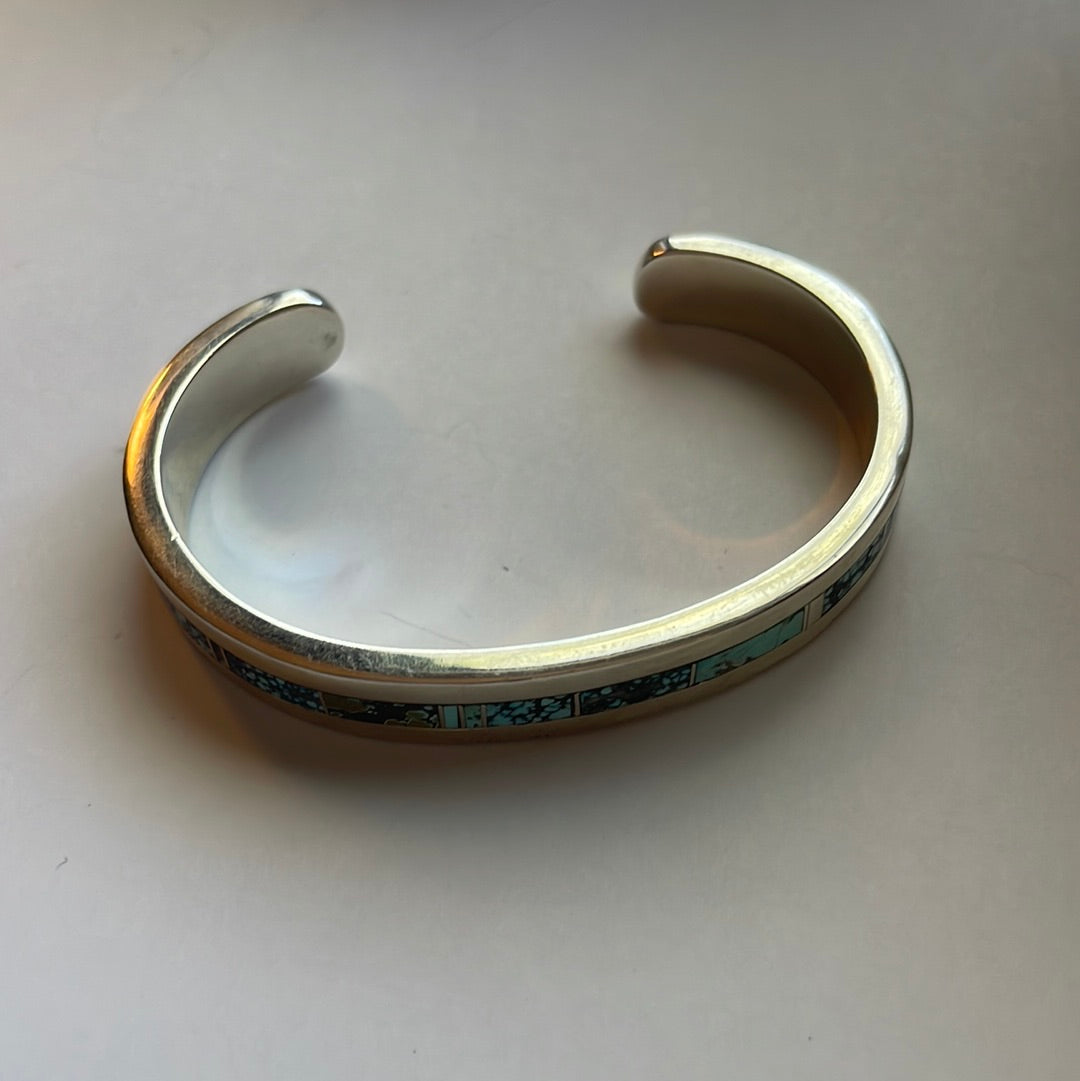 Handcrafted Handmade Sterling & Number 8 Turquoise Cuff