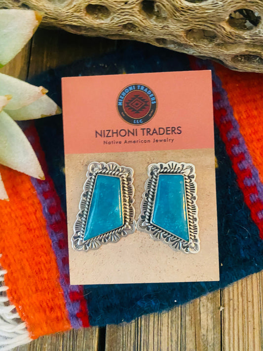 Handcrafted Sterling Silver & Turquoise Post Earrings