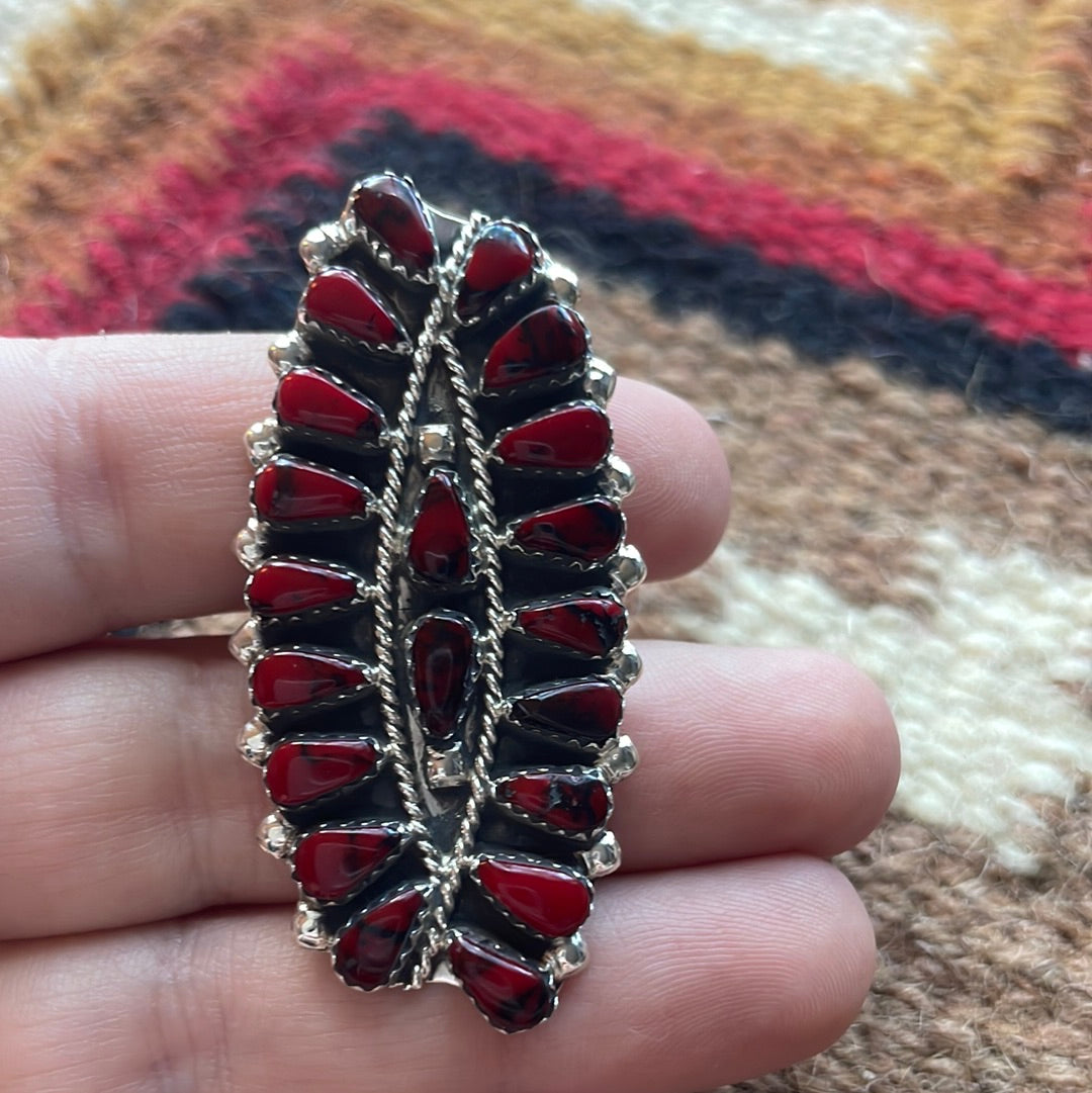 Handcrafted Sterling Silver & Red Mojave Cluster Ring