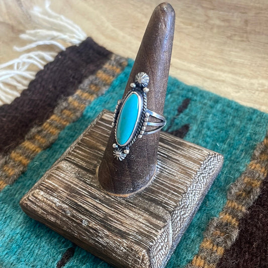 Handcrafted Single Stone Oval Turquoise Sterling Silver Ring