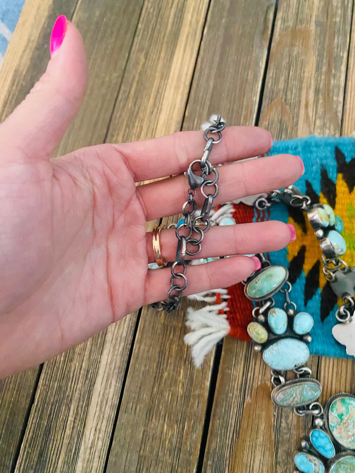 Stunning Handcrafted Carico Lake Turquoise & Sterling Silver Necklace Set