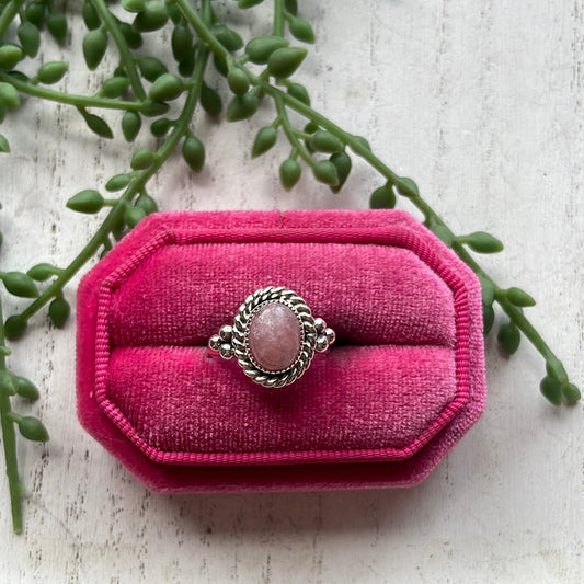 Handcrafted Sterling Silver & Rhodochrosite Round Ring
