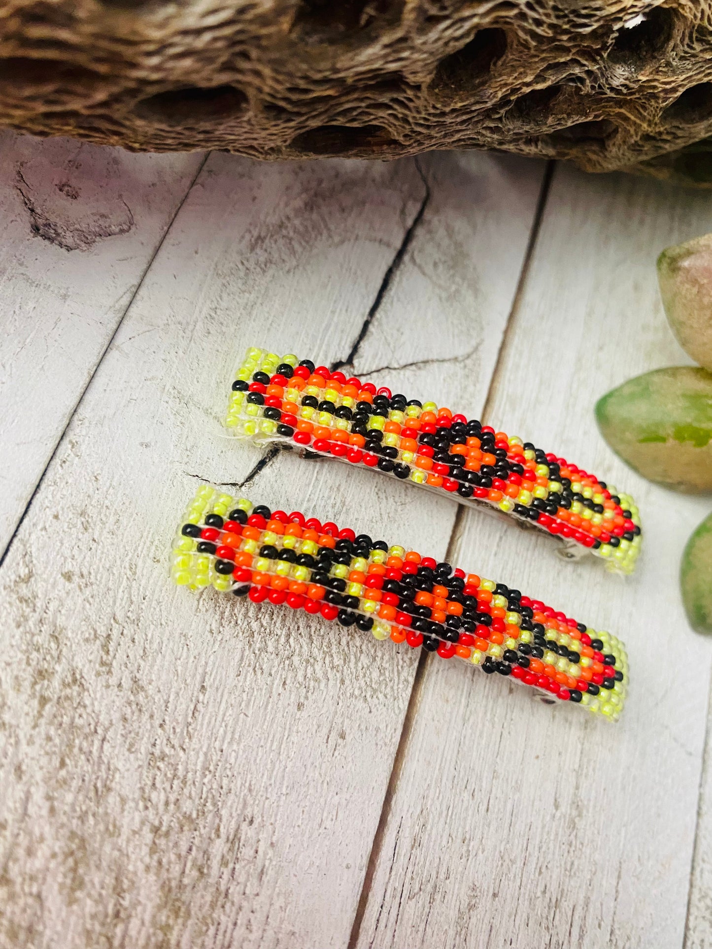 Handcrafted Handmade Beaded Barrette Set