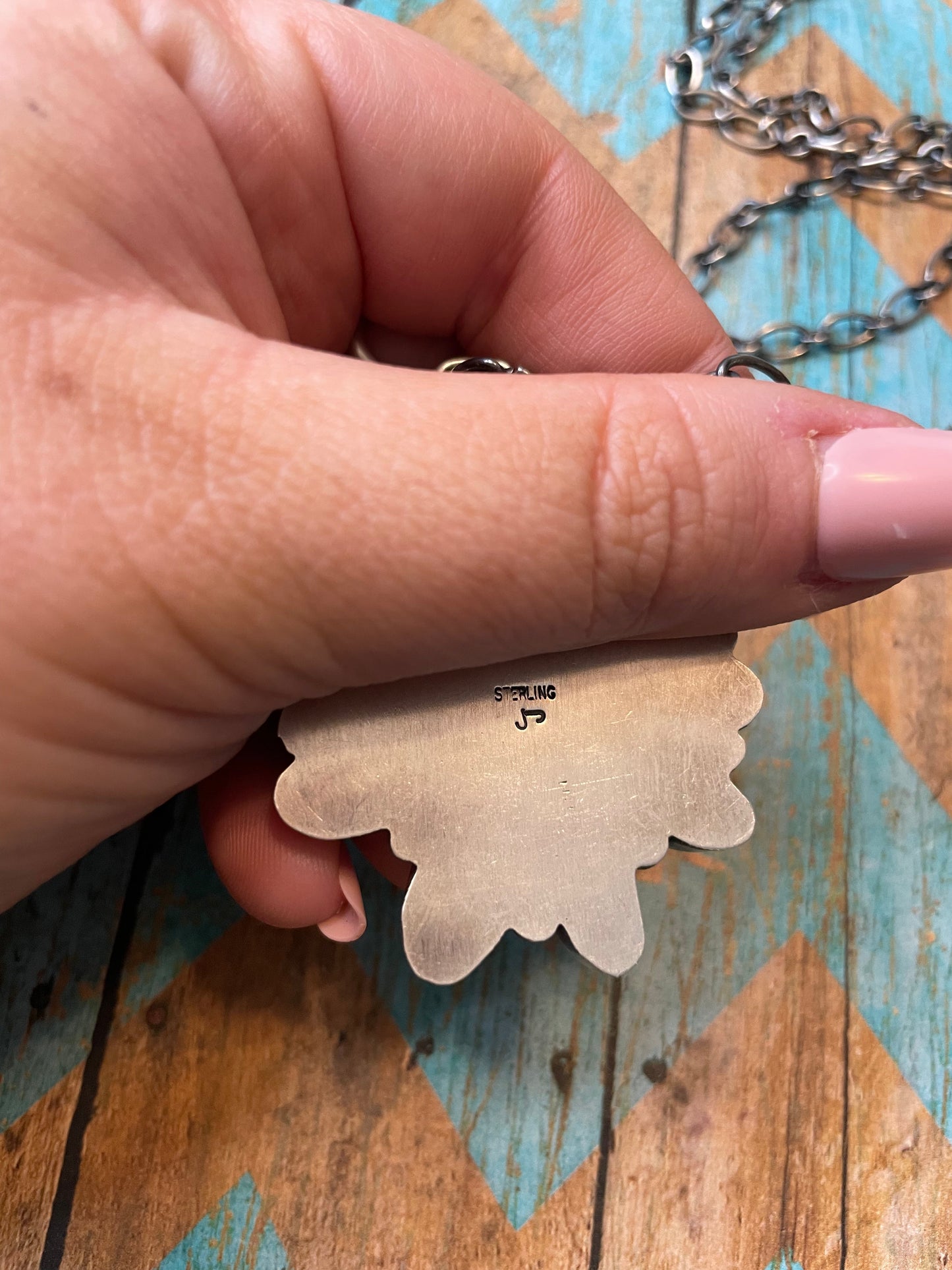 Handcrafted White Buffalo And Sterling Silver Necklace