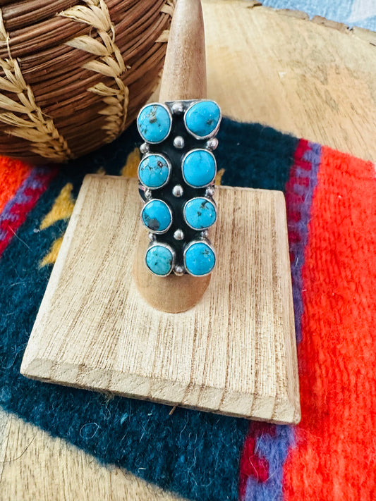 Handcrafted Sterling Silver & Kingman Turquoise Ring Signed