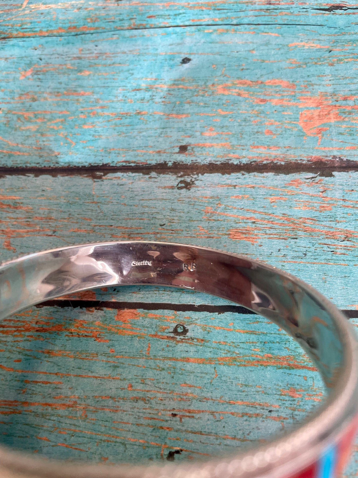 Handcrafted Turquoise & Spiny Inlay Sterling Silver Bangle