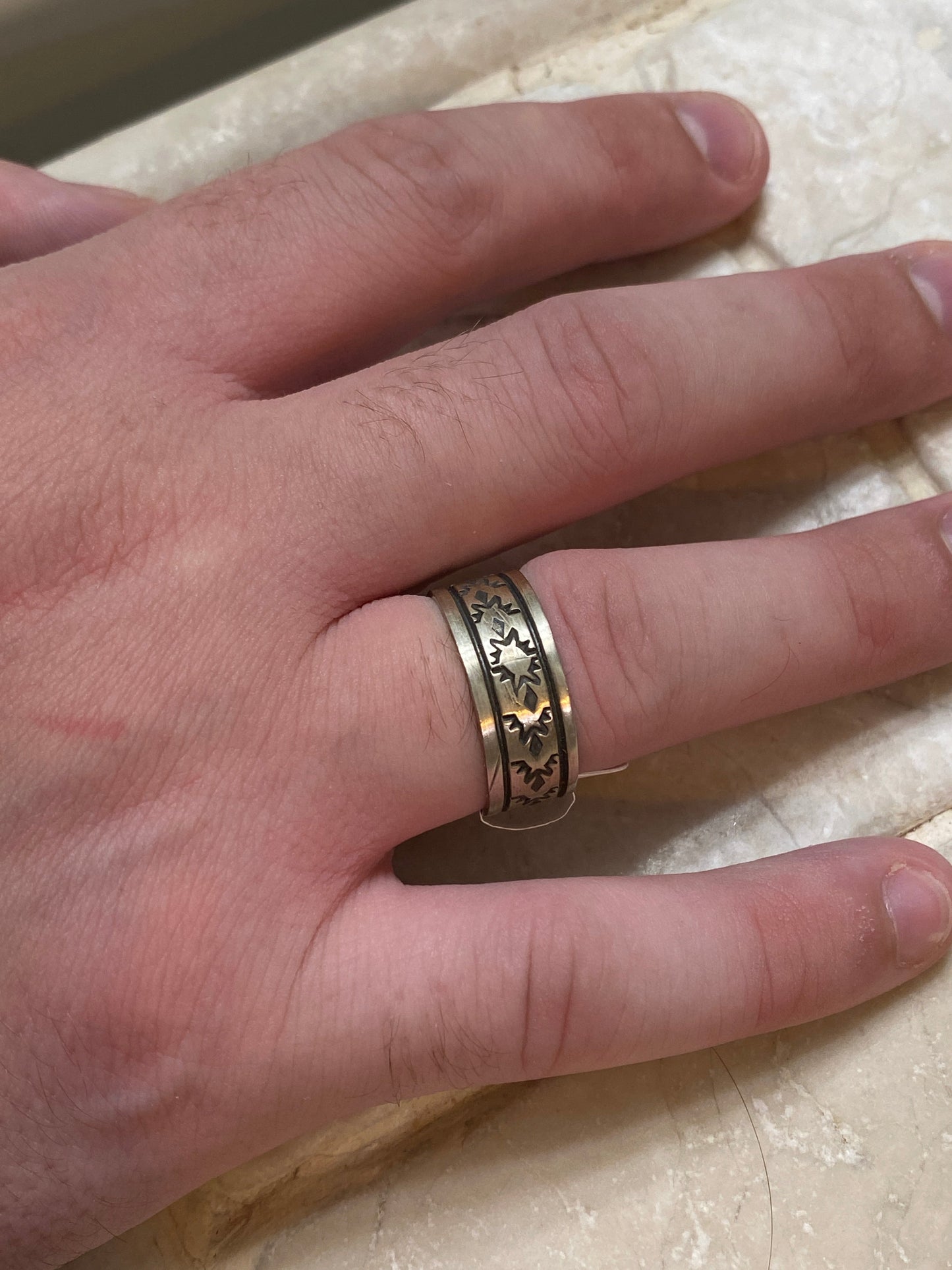 Handcrafted Sterling Silver Tribal Ring Size 9.5