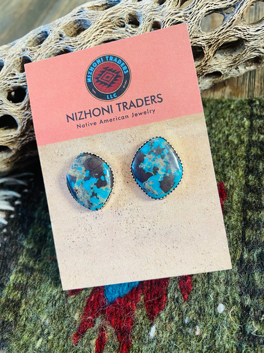 Handcrafted Turquoise & Sterling Silver Stud Earrings