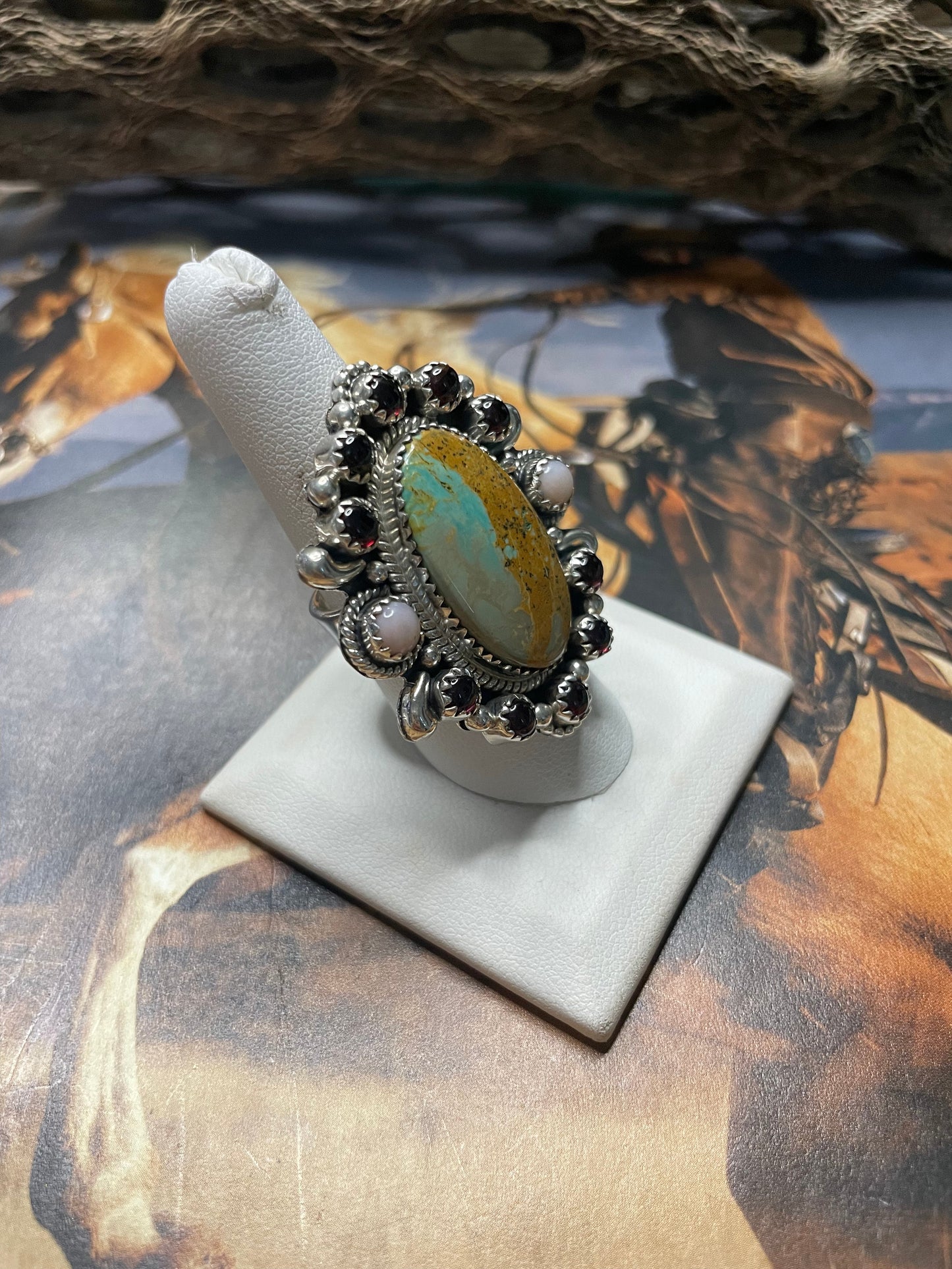 Handmade Royston Turquoise Adjustable Oval Ring