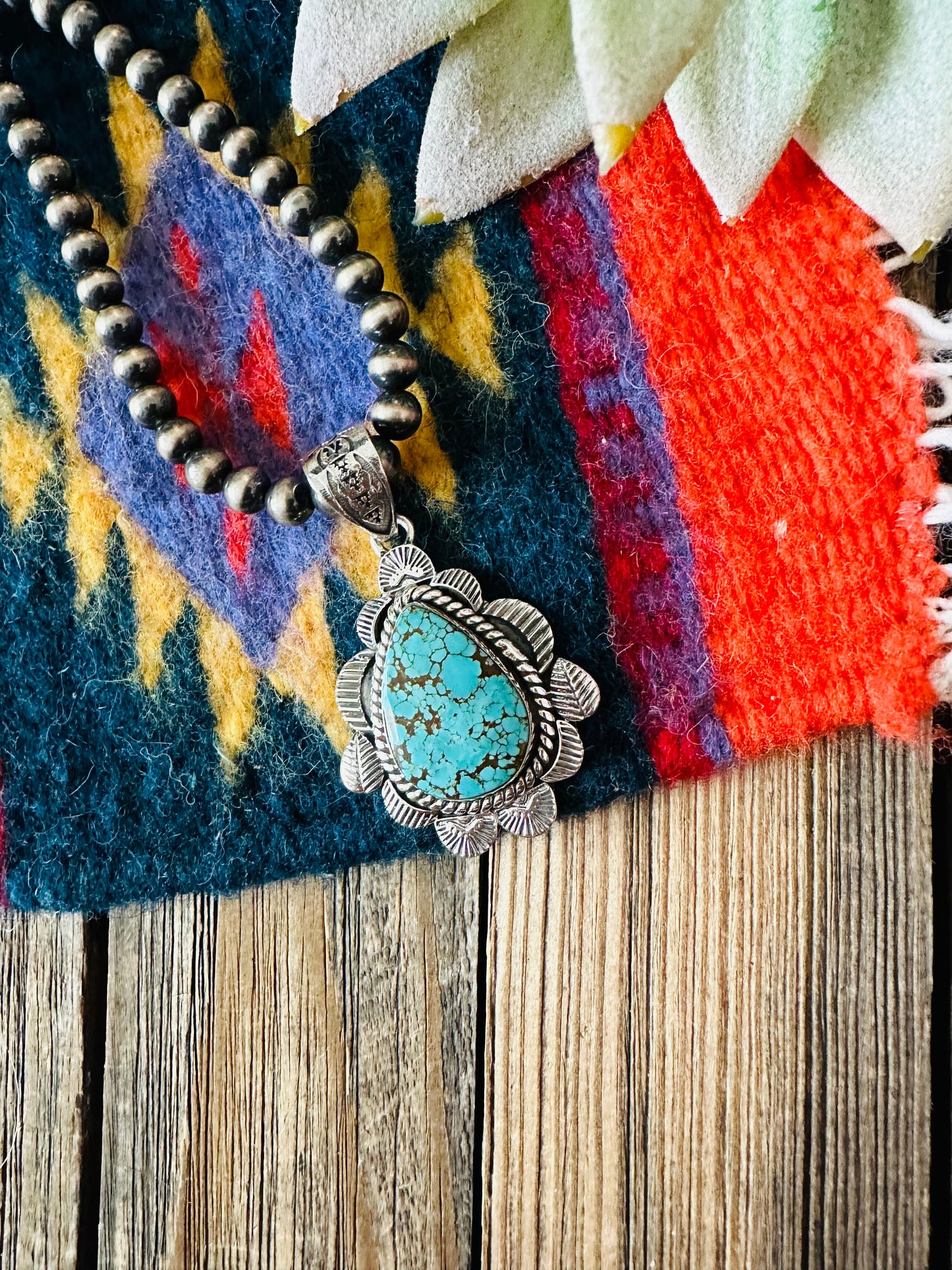 Handmade Sterling Silver & Number 8 Turquoise Pendant