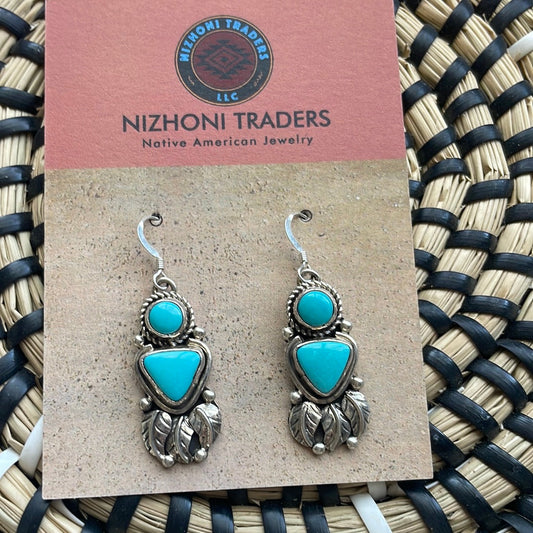 Handcrafted Sterling Silver & Turquoise Dangle Earrings