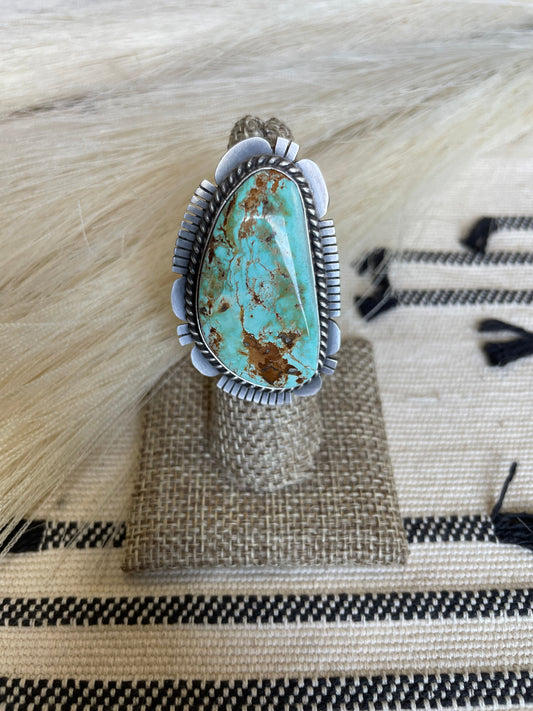 Navajo Turquoise & Sterling Silver Ring Size 6 Signed Russell Sam