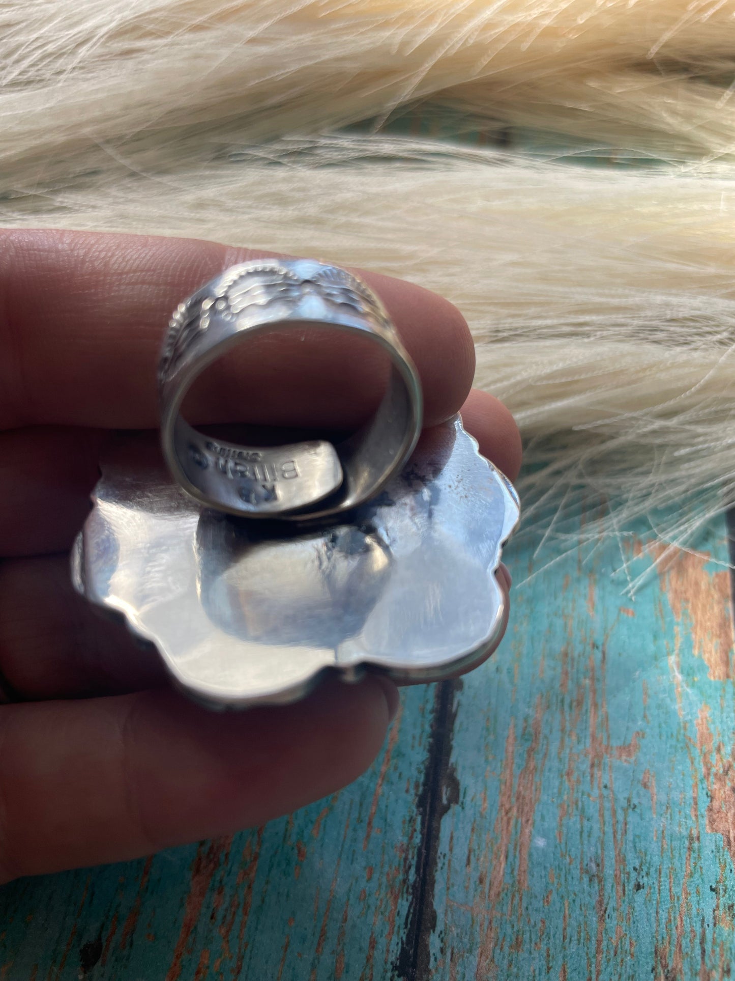 Kevin Billah Handcrafted Sterling & Orange Spiny Flower Ring Adjustable