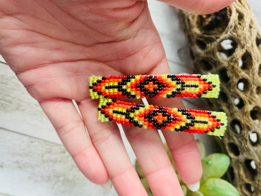 Handcrafted Handmade Beaded Barrette Set