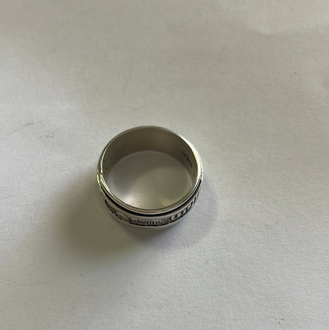 Handcrafted  Sterling Silver Band Ring Signed