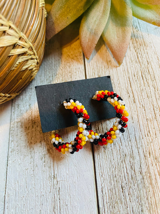 Handcrafted Handmade Beaded Hoop Earrings