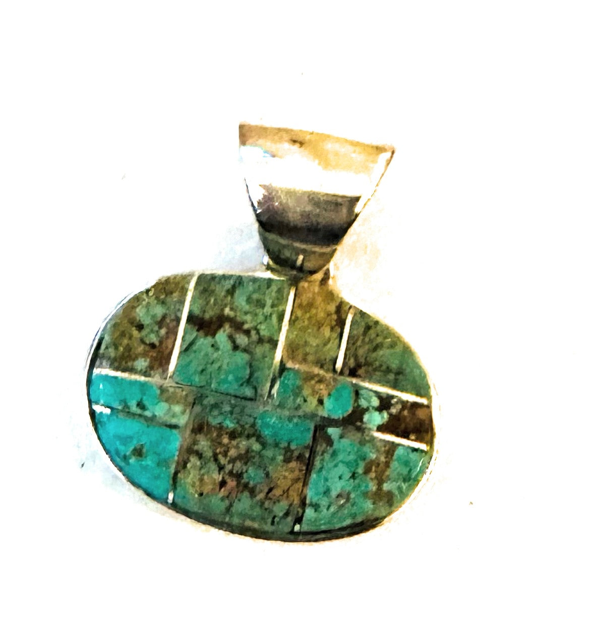 Navajo Number 8 Turquoise & Sterling Silver Inlay Pendant