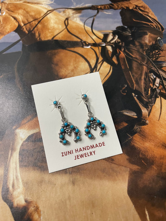 Handcrafted Turquoise And Sterling Silver Naja Dangle Earrings