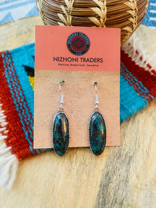 Handcrafted Turquoise & Sterling Silver Dangle Earrings