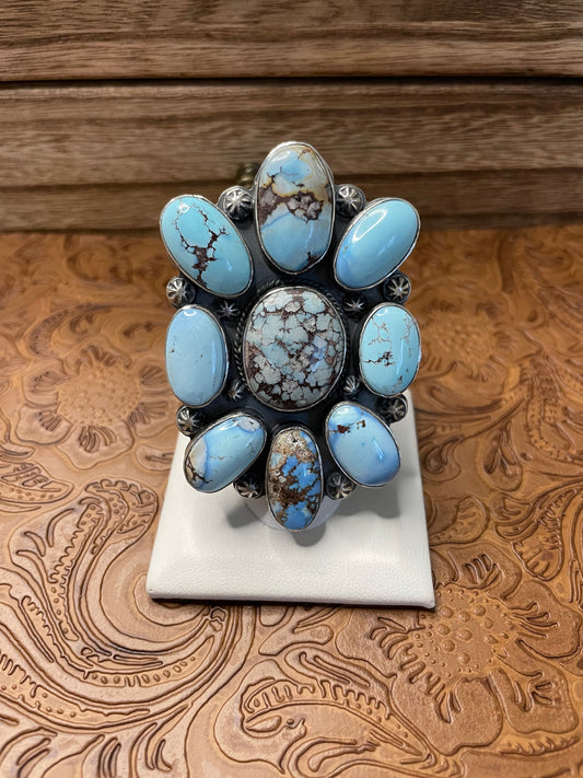 Handcrafted Golden Hills Turquoise And Sterling Silver Adjustable by Tim Vandever
