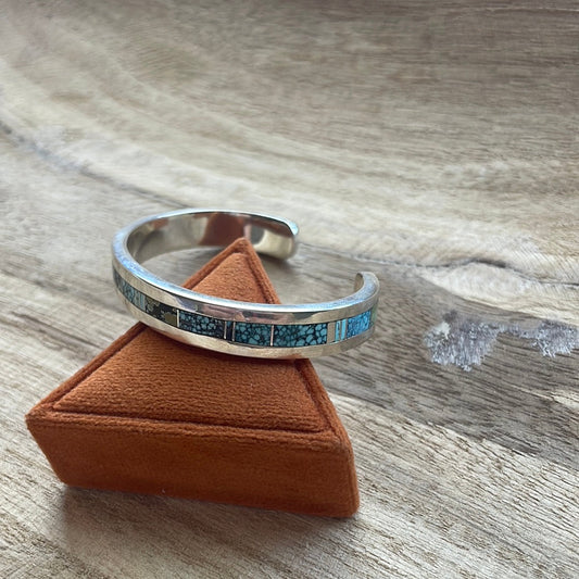 Handcrafted Handmade Sterling & Number 8 Turquoise Cuff