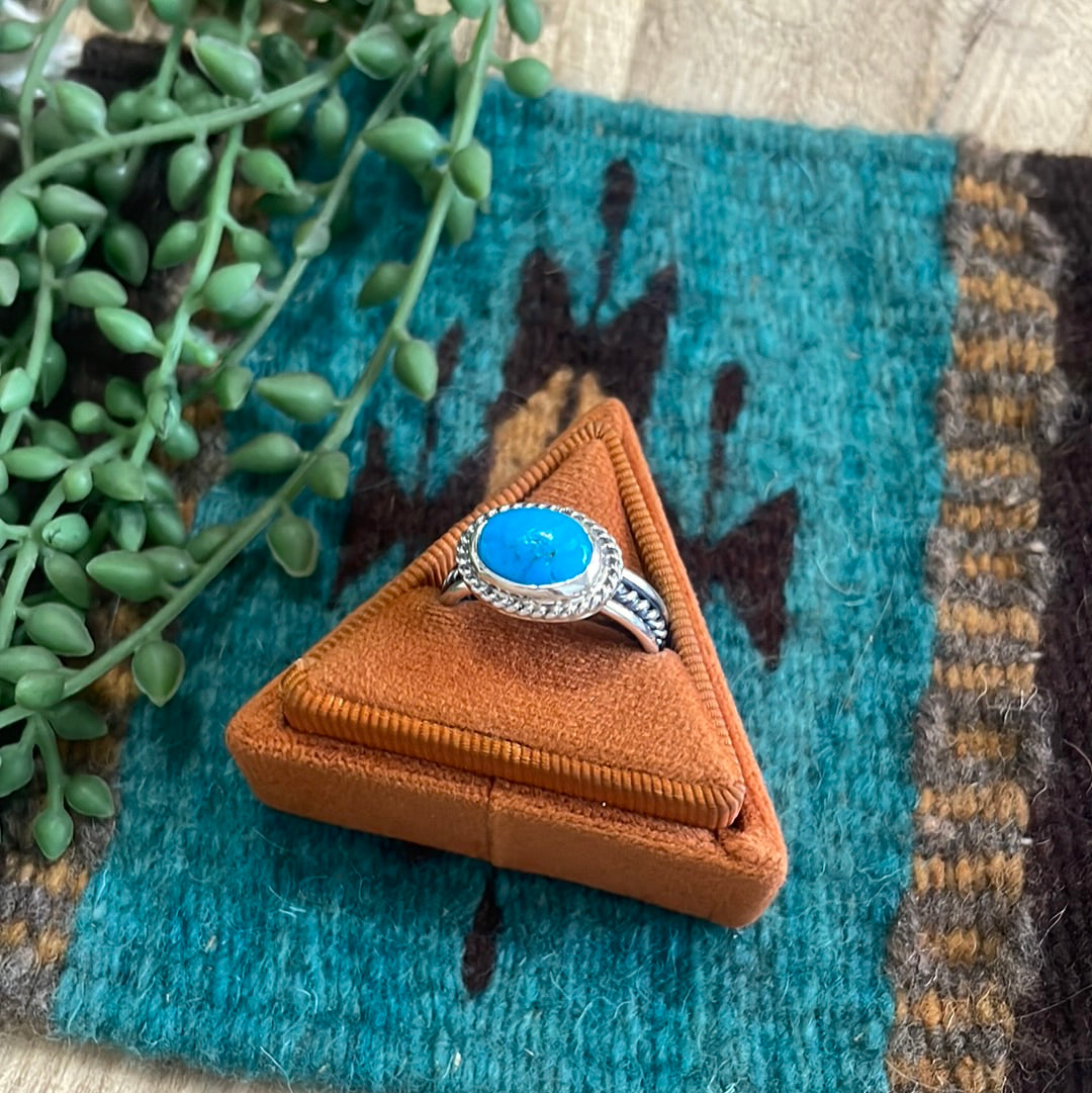 “The Mili” Handcrafted Sterling Silver Single Stone Turquoise Ring