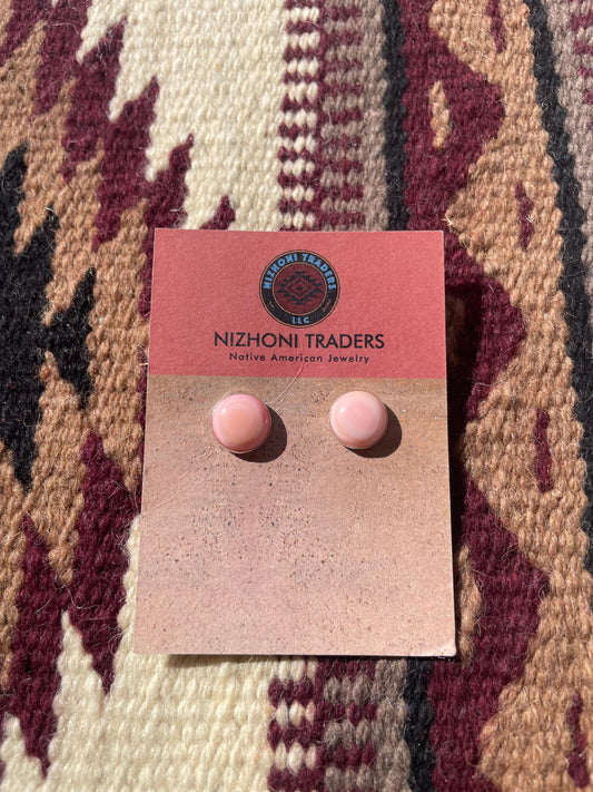 “The Sylvia” Queen Pink Conch & Sterling Silver Stud Earrings