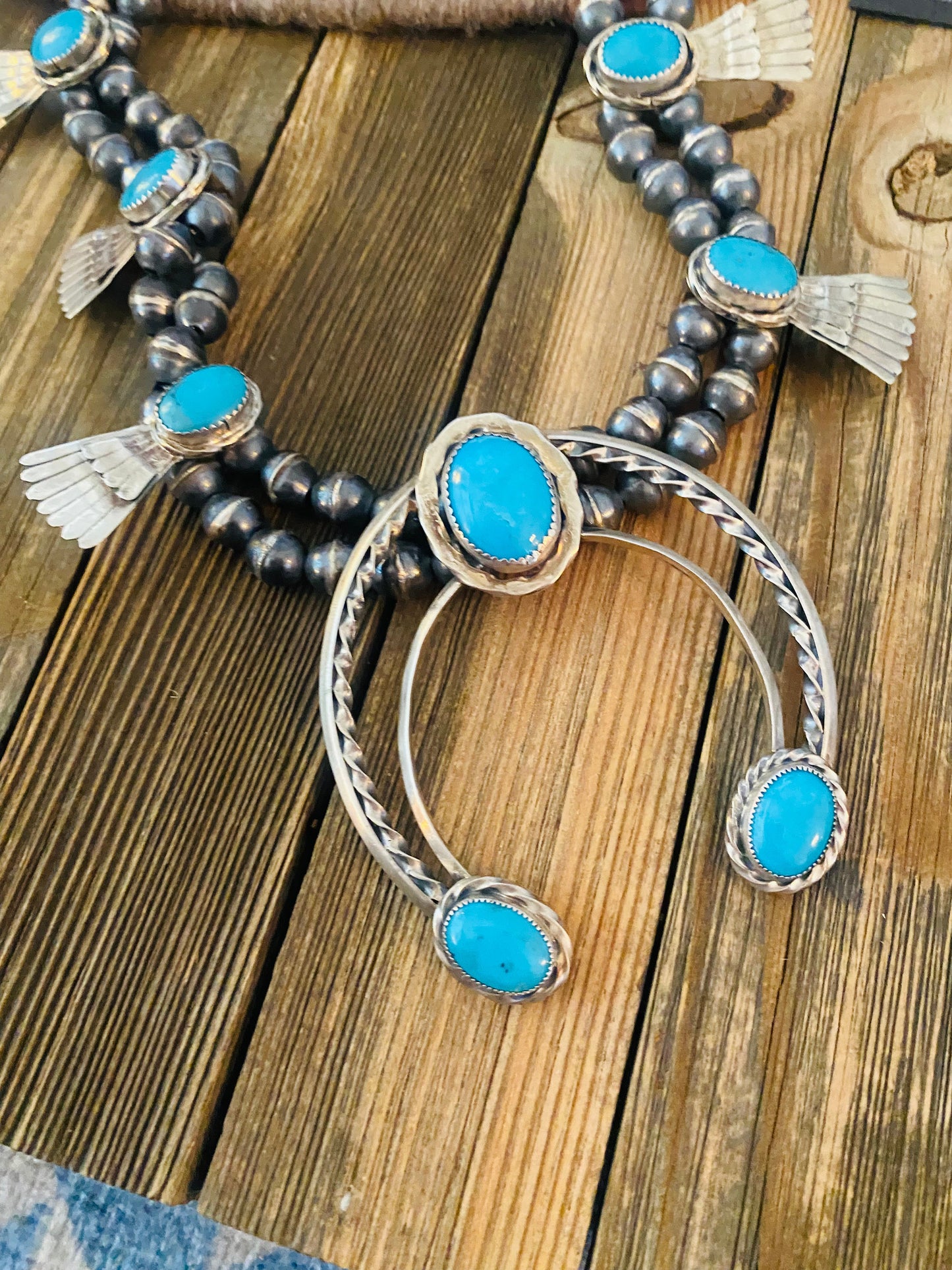 Old Pawn Vintage Handcrafted Turquoise And Sterling Silver 4 Piece Set