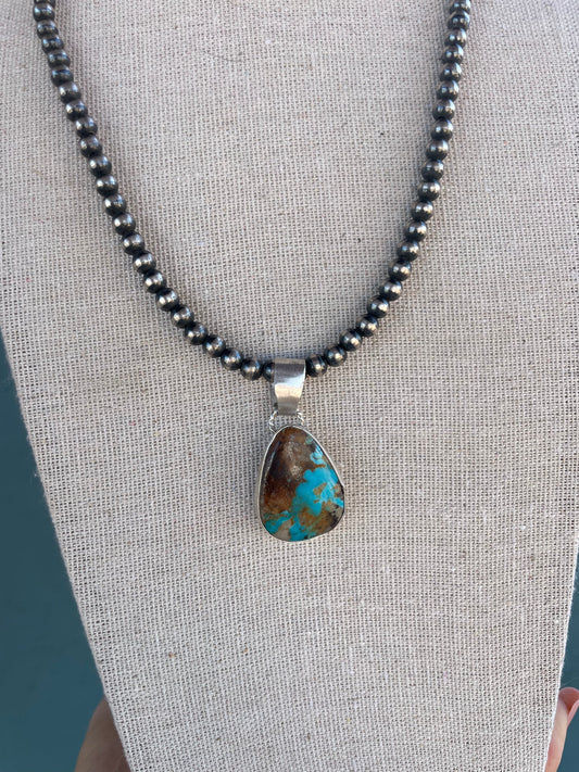 Handcrafted Turquoise And Sterling Silver Pendant Signed