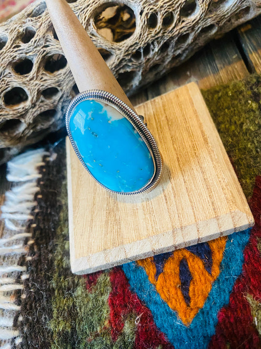 Handcrafted Gold Canyon Turquoise & Sterling Silver Adjustable Ring by Wydell Billie
