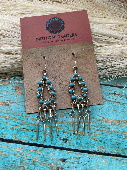 Handcrafted Sterling Silver & Turquoise Dangle Earrings