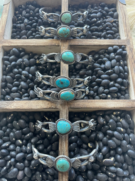 Handcrafted Sterling Cuff & Turquoise Cuff Bracelet Signed Kevin Billah
