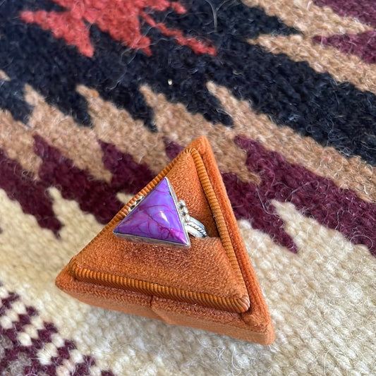 Handcrafted Sterling Silver & Purple Spiney Triangle Ring