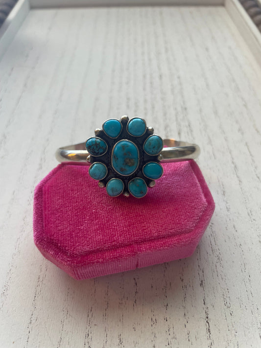 Handcrafted Sterling Cuff & Turquoise Adjustable Cuff Bracelet Signed
