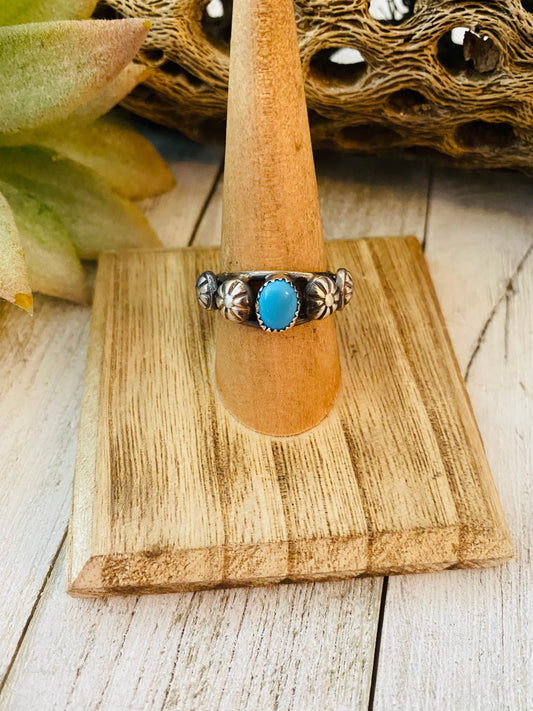 Handcrafted Turquoise and Sterling Silver Concho Band Ring