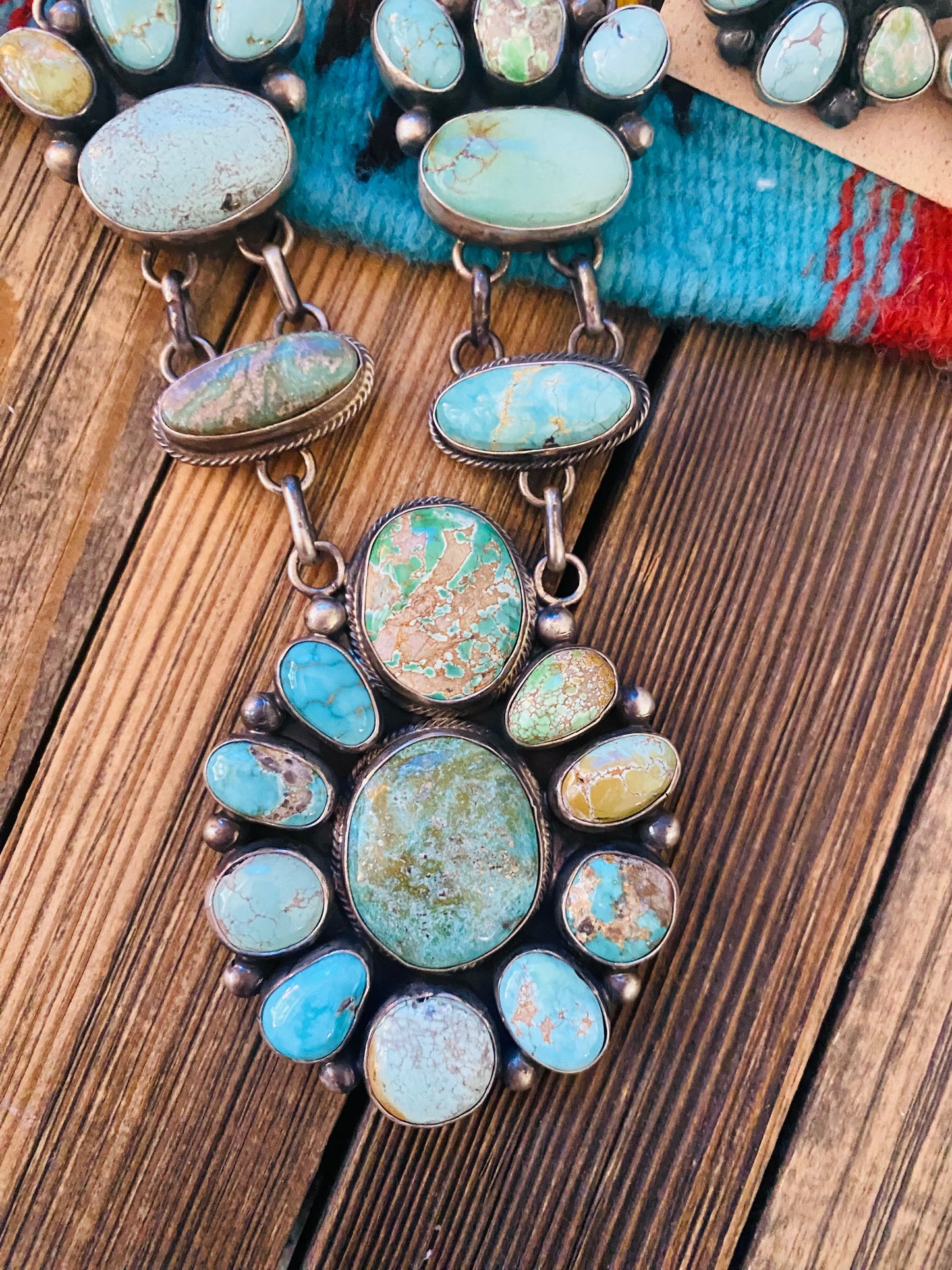 Stunning Handcrafted Carico Lake Turquoise & Sterling Silver Necklace Set