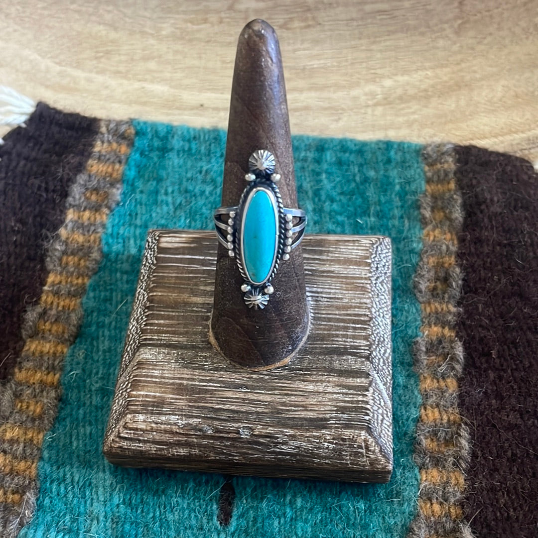 Handcrafted Single Stone Oval Turquoise Sterling Silver Ring