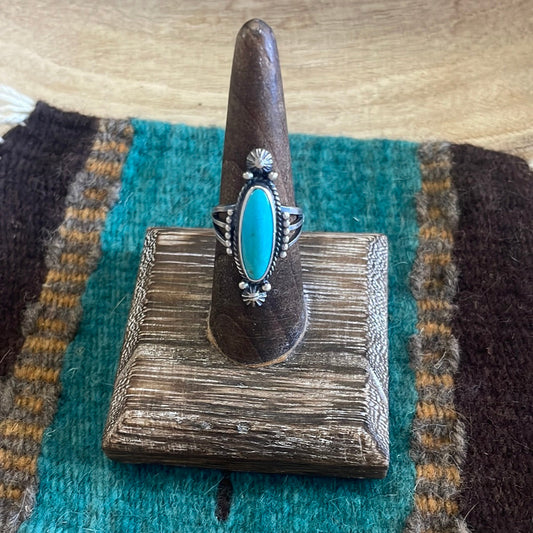 Handcrafted Single Stone Oval Turquoise Sterling Silver Ring