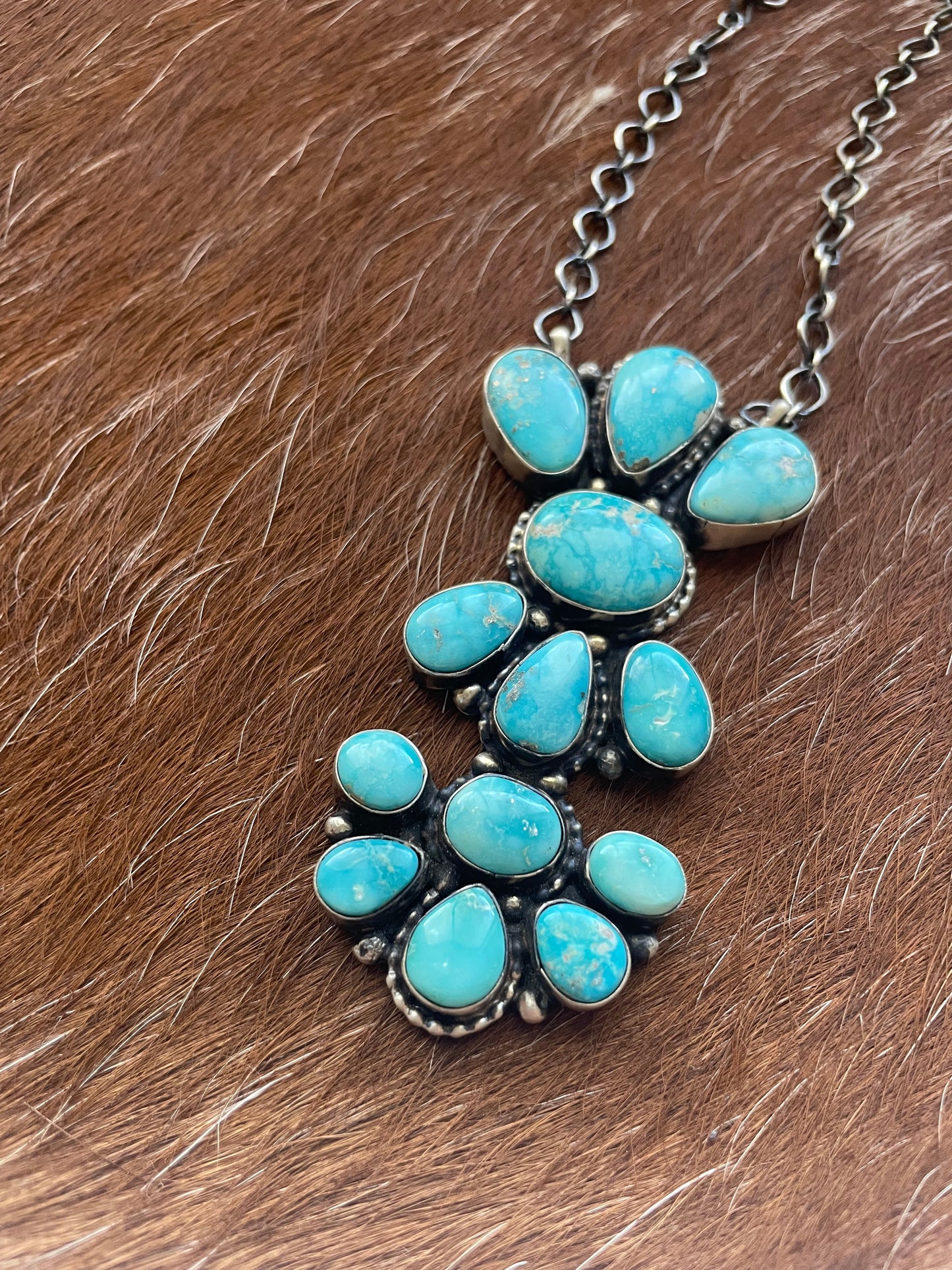 Navajo Sterling Silver Turquoise Necklace By Sheila Becenti