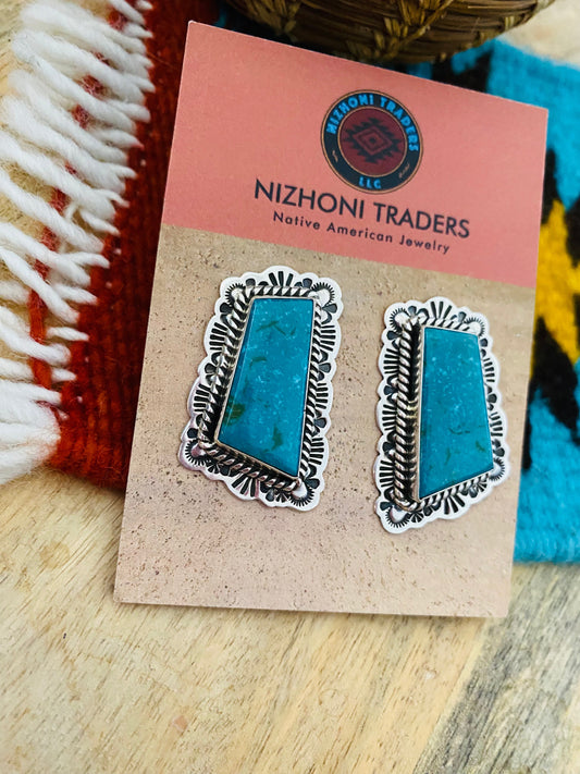 Handcrafted Sterling Silver & Turquoise Post Earrings